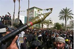 Terrorists brandish RPG in Gaza (file)