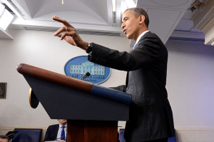 US President Barack Obama holds a news conference