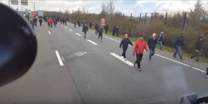 migrants on freeway