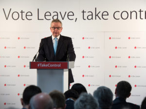 LONDON, ENGLAND - APRIL 19:  Justice Secretary Michael Gove MP gives a speech entitled 'The facts of life say Leave' on April 19, 2016 in London, England. The speech outlined the case for why Britain will be better off if they leave the EU during the upcoming referendum. The speech took place at Vote Leave HQ, Westminster Tower, during the first week of the official campaign for the EU referendum vote taking place on 23 June 2016.  (Photo by Chris Ratcliffe/Getty Images)