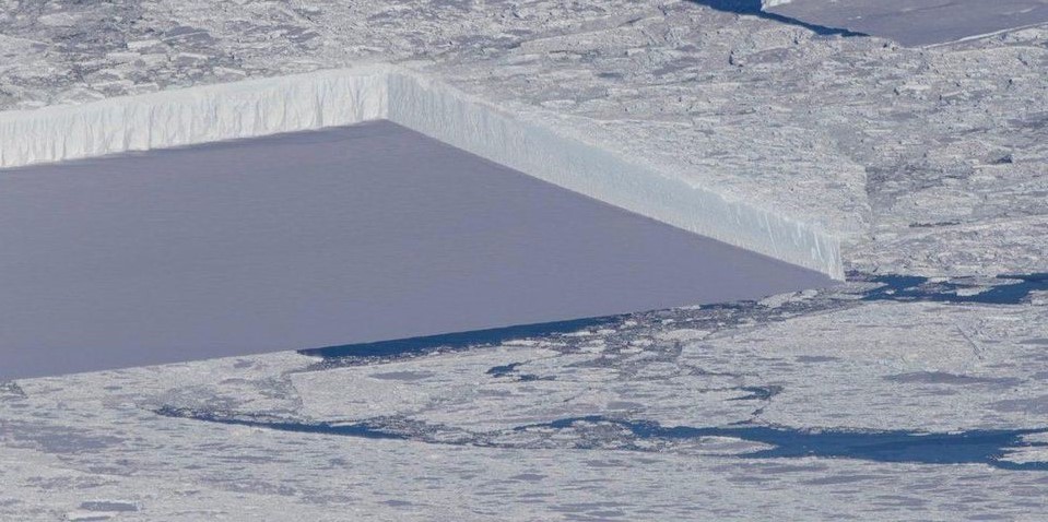 Tabular Iceberg in Antarctica as Seen from Space